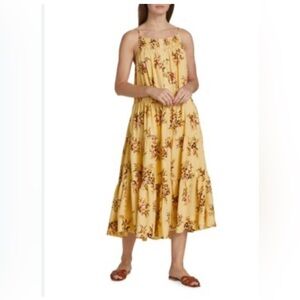 NWT Elie Tahari Floral Midi Dress in Beige and Pink